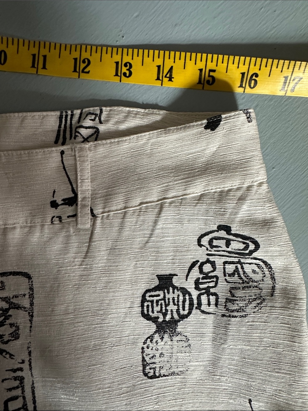 Chico's Linen Silk Blend Wide Leg Pants Asian Print Women’s 2 Natural Fibers - Picture 7 of 9